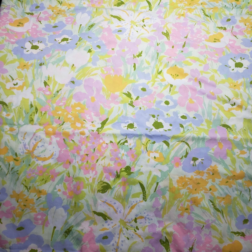 Vintage Floral Meadowsong Sears Perma Prest Twin Sheet